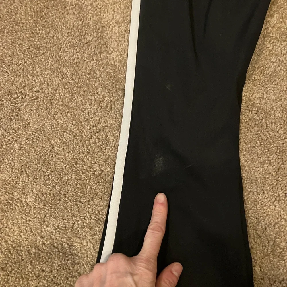 adidas Black Flared Joggers with White Side Stripes - Picture 3 of 7